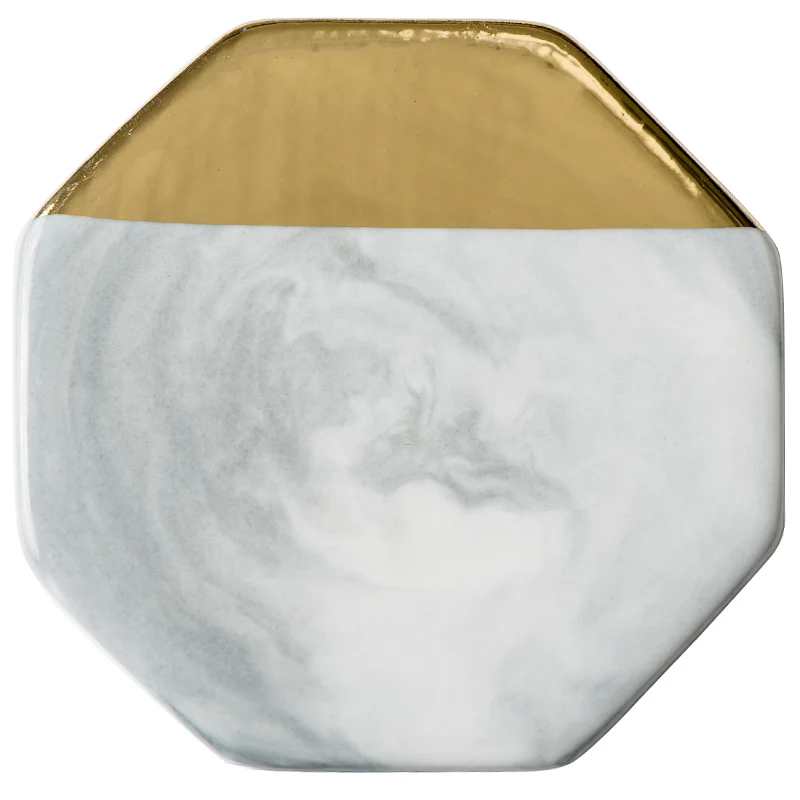 1PCS Marble Cup Mat Gold Marble Coaster Cup Mat Round Square Octagon Placemat Pad Holder Mug Coaste