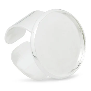 

20MM Silver Plated Finger Ring Blanks Setting, Adjustable Ring Findings with 1mm depth Bezel-10011501