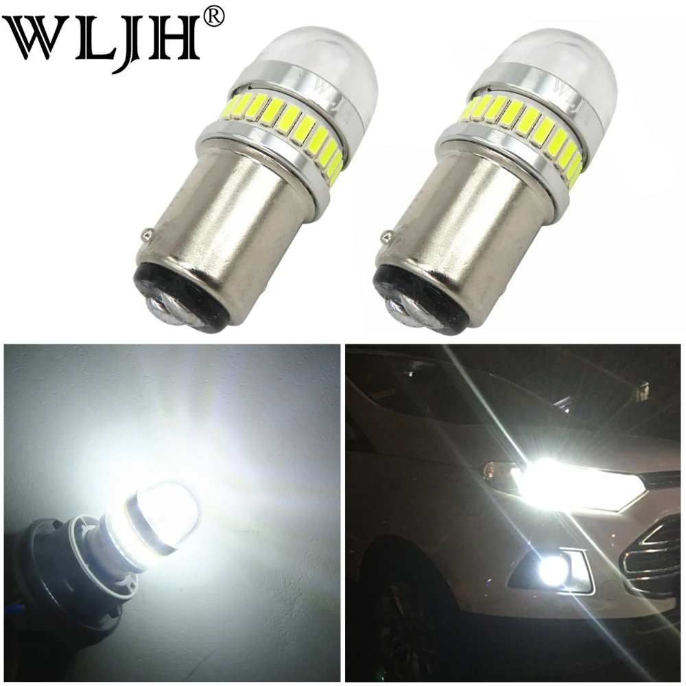 

WLJH 2pcs White 1157 Led Bulb Reverse Backup Light Tail DRL Park Turn Signal Light Bay15D 7528 2357 2057 1157A Lamp Car Rv Truck