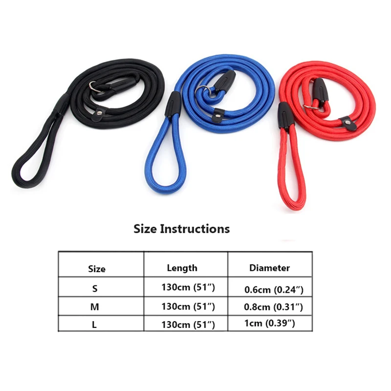 Nylon Adjustable Leash For Dogs Training Lead Traction Rope For Puppy P Chain Pet Neck Collar For Small Meduim Large Dog
