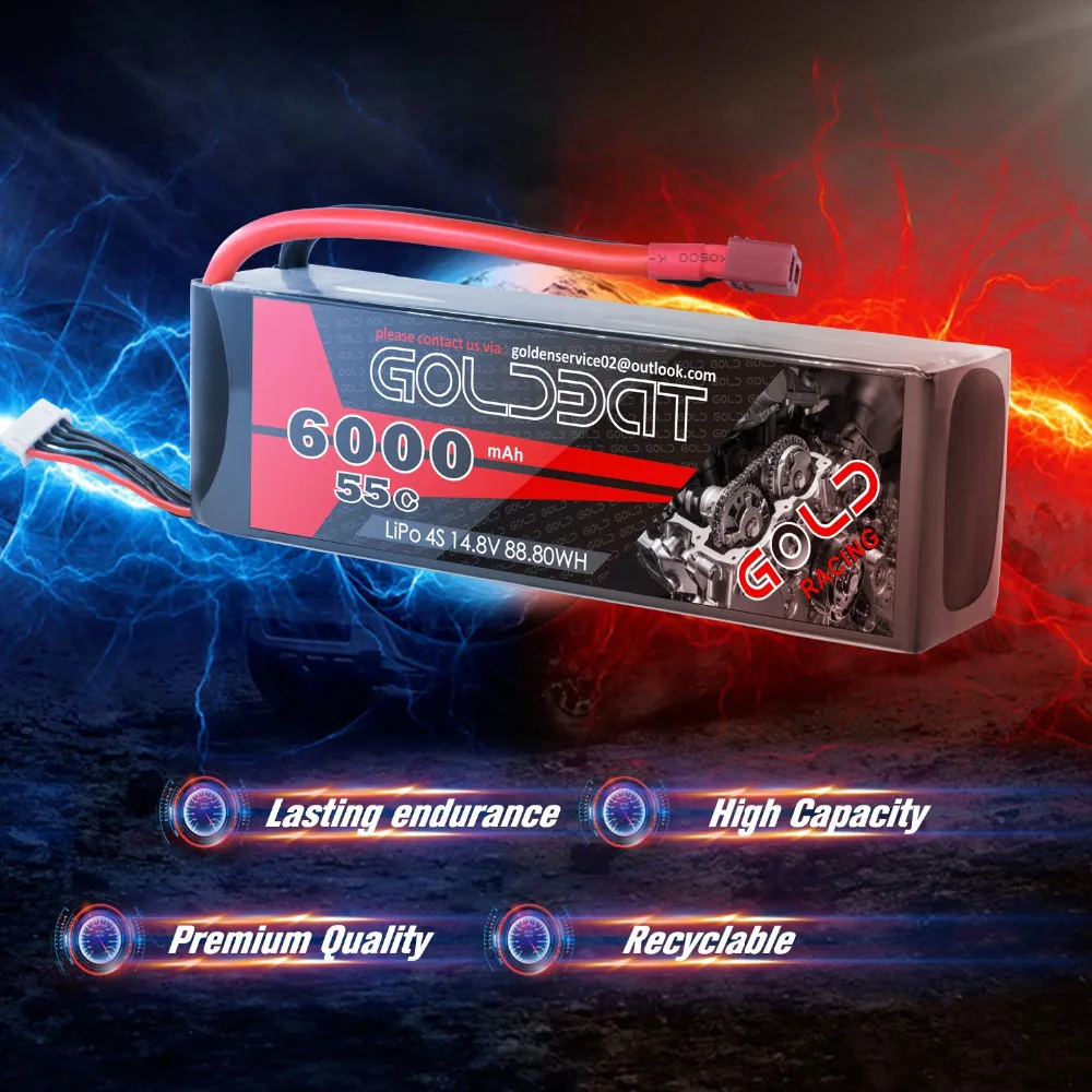 4 единицы GOLDBAT 6000mAh lipo батарея 4S RC автомобиль lipo 6000mAh 55C батарея LiPo 14,8 v с штекером Deans для RC грузовик RC Heli самолет