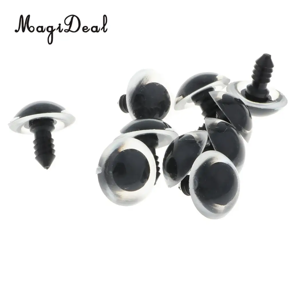 10pcs 16mm Plastic Round Safety Eyes + Glitter Nonwovens + Washers For Teddy Bear Soft Stuffed Toy DIY
