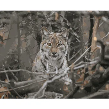 

Painting By Numbers DIY Dropshipping 40x50 50x65cm Cute lynx in the grass Animal Canvas Wedding Decoration Art picture Gift