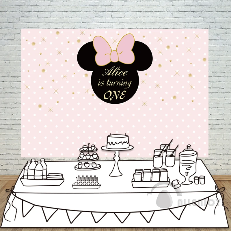 Allenjoy для девочек Мышь фон баннеры Baby Shower 1st празднование Дня Рождения вечерние