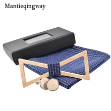 Mantieqingway для мужчин модные дизайнерские запонки карман квадратная деревянная Бабочка наборы Свадебная вечеринка деревянный галстук-бабочка Галстуки Hanky запонки