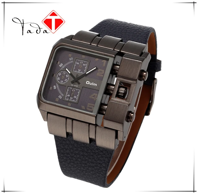 OULM 3364 Военная Униформа кварцевые часы кожаный ремешок прямоугольник циферблат известный бренд роскошные часы Для мужчин наручные Relogio masculino мужской