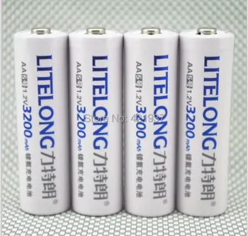 

Free shipping 4 pcs/lot AA battery 3200mAh ni-mh AA rechargeable battery 1.2v Can becharged 1500 times Quality warranty