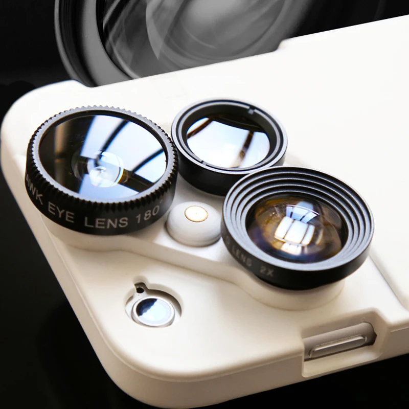 OTAO 4 в 1 мобильный телефон Lensese Чехлы полный охват для iPhone X 8 7 6 s 6 Plus широкоугольный Макро Рыбий глаз телефон линзы черный чехол