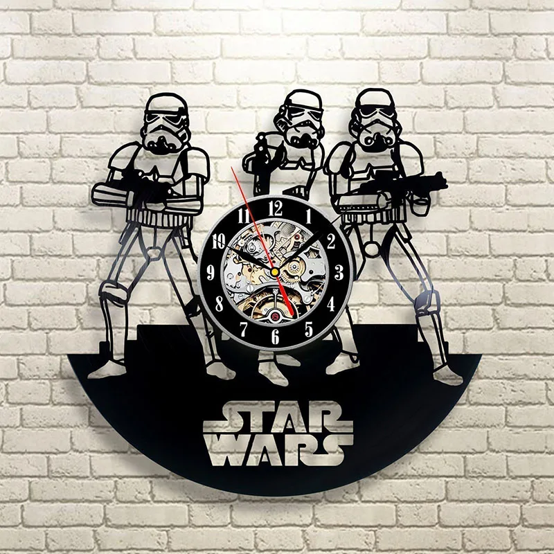 Stormtrooper Star Wars Theme CD Record Wall Clock CreativeArt Vinyl Record Wall Clock Black Hollow Room Decor LED Clock Handmade Stormtrooper Star Wars Theme CD Record Wall Clock CreativeArt Vinyl Record Wall Clock Black Hollow Room Decor LED Clock Handmade