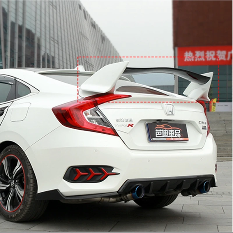 

MONTFORD For Honda Civic Spoiler 2016 2017 ABS Plastic Unpainted Primer Color Rear Trunk Boot Wing Lip Spoiler Car Accessories
