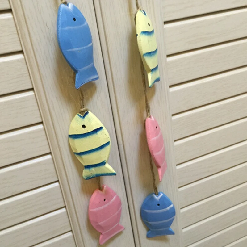 

New Creative 3 Colors Mediterranean Style Creative Wooden Color Small Fish Ornament Pendant Home Decoration