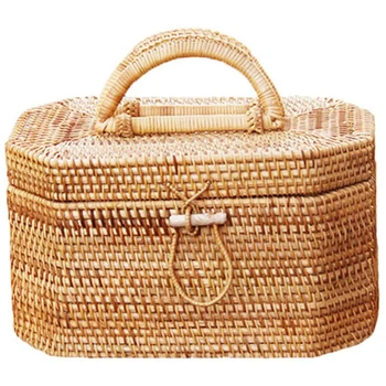 

Women Straw Bag Female Summer Beach Handbag Lady Handmade Ins Popular Vintage Rattan Bags Hollow Totes Box Large Bag