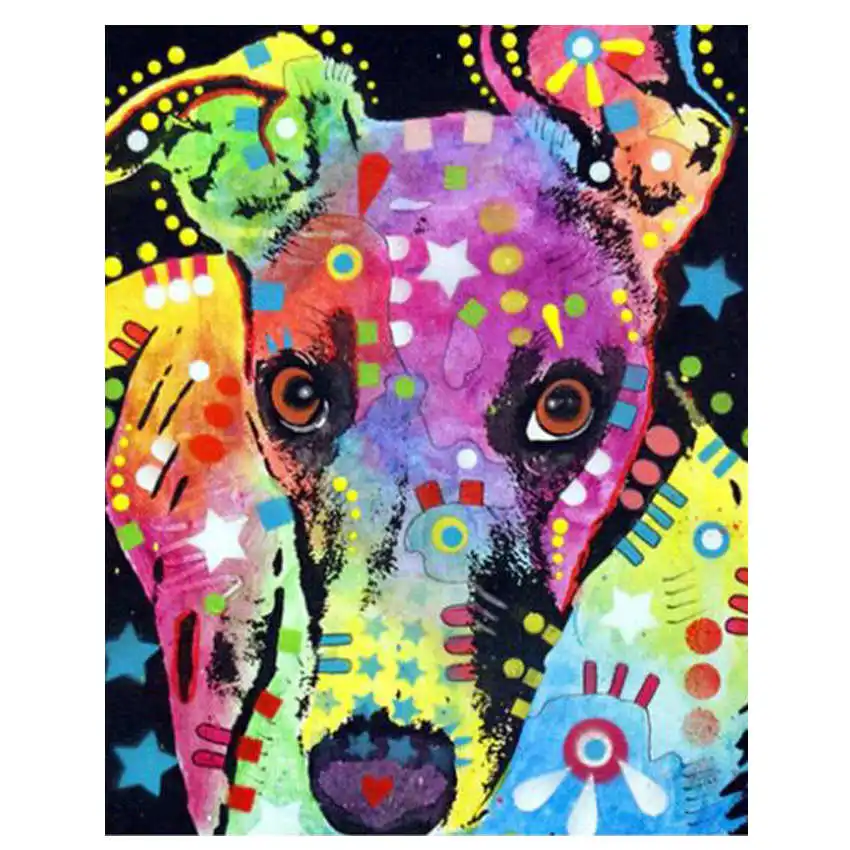 

Painting By Number 40x50cm,Paint Number Kits,Abstract Colored Dog,Paint By Numbers Set