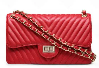 Роскошные женские сумки, дизайнерские сумки, новинка, сумки через плечо с цепочкой для женщин, кожа, икра, Сумка с v-образным вырезом, красная сумка с клапаном, большая