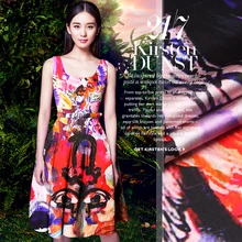 Дженни история печати шелковая ткань шелк тяжелый стрейч атласная одежда [] keer Cech плинтус