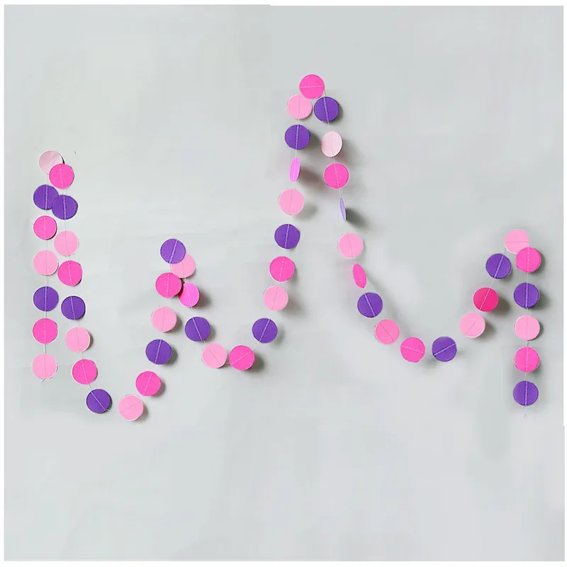 4 м круглая звезда сердце бумага звезда гирлянда струны баннеры для свадебной вечеринки день Святого Валентина дома висящие шары гирлянда украшения - Цвет: Fuchsia Pink Dot