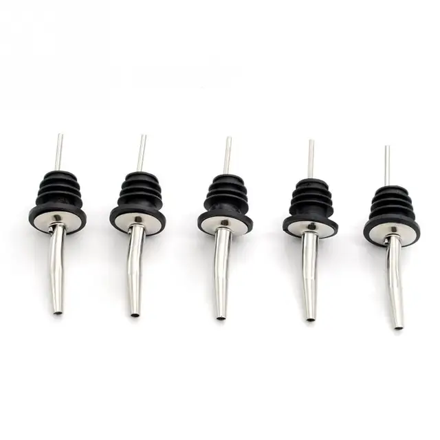5Pcs/Lot New Stainless Steel Liquor Spirit Pourer Free Flow Wine Bottle Pour Spout Stopper