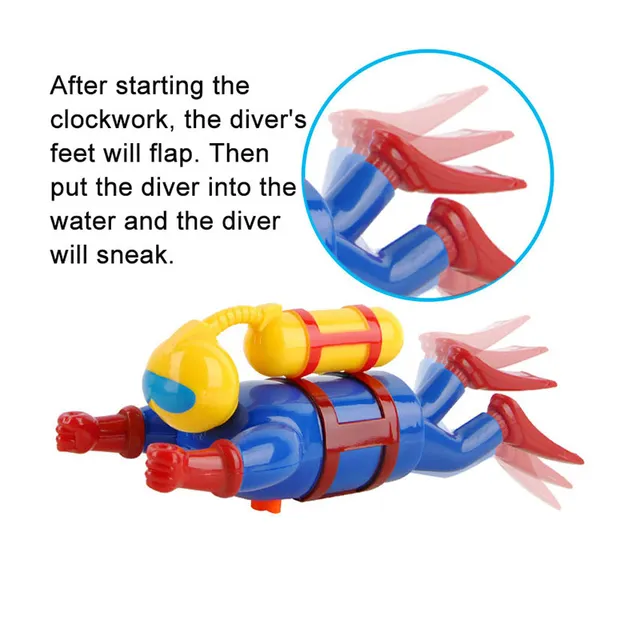 Creative Divers Doll Clockwork Toys Baby Bath Toys  Swimming Simulation Potential Diver Infant Kids Bath  Shower Games Baby Gift 3