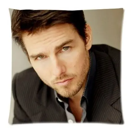 

Free Shipping 33cmx33cm soft Glossy Pillowcase Cover twin sides Tom Cruise Square Throw Pillow Case
