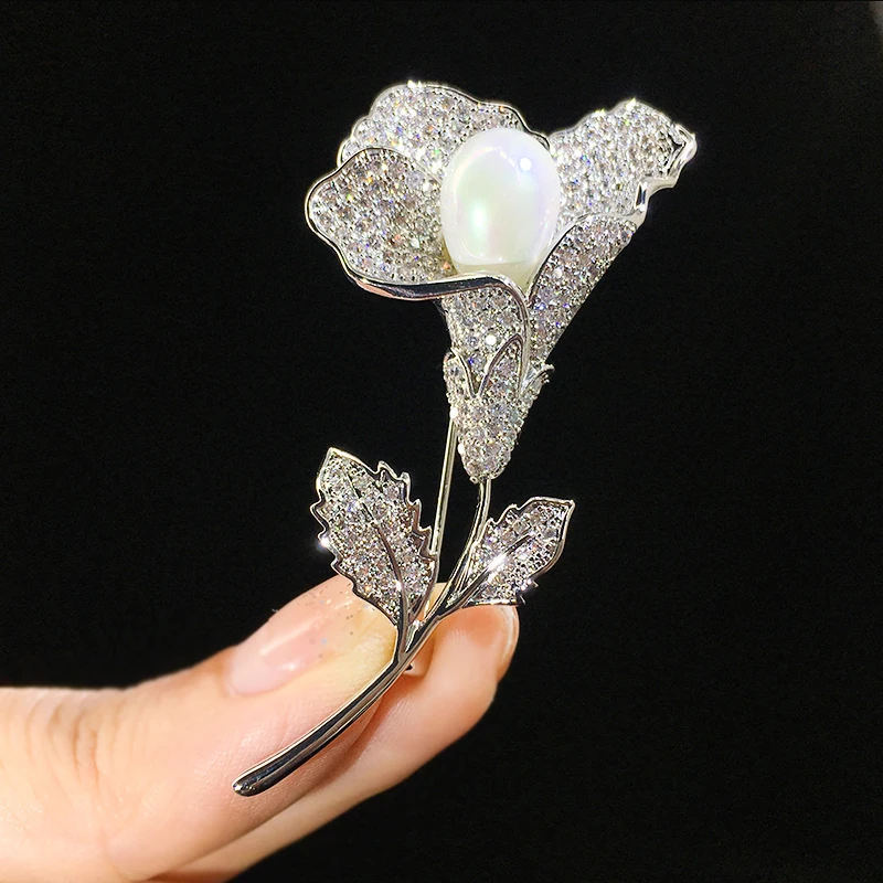 

ASNORA Elegant Tulip flower pin crystal brooch Clothing Jewelry accessories jewelry brooch for wedding