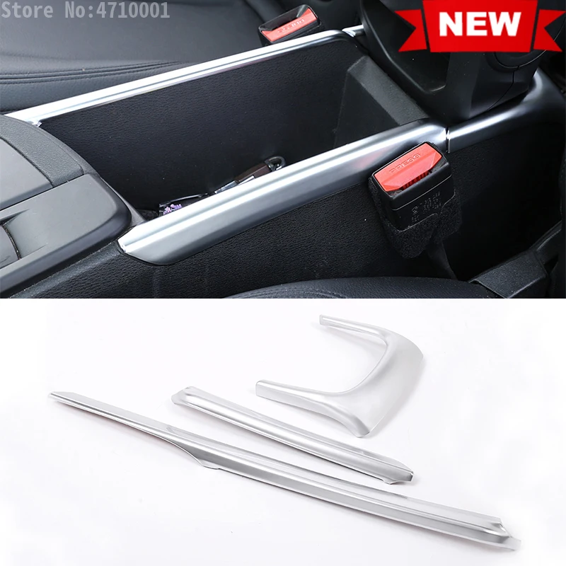 3pcs ABS Chrome For BMW X1 F48 2016 2017 2018 Car Armrest Box Decoration Strips Trim Accessories 1