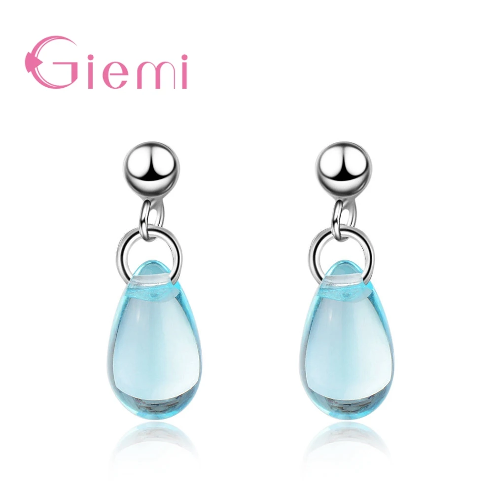 

New Fashion Blue Drop Shape Jewelry Earring for Women Top Quality 925 Silver Bijoux Birthday Anniversary Gift Wholesale