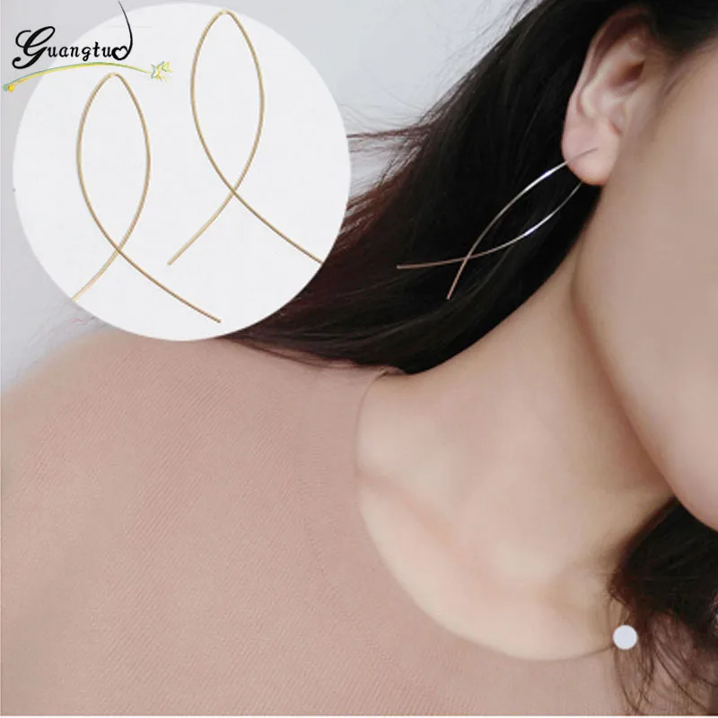

Fashion Fish Line Overlapping Geometric Earrings For Women Piercing Jewelry Oorbellen Brincos Feminino Bijoux Gift