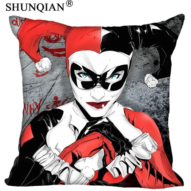 Custom Pillowcase Cover Harley Quinn Square Zipper Pillow Cover (Two