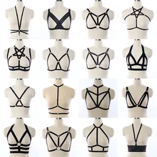 Сексуальная черная обвязка для тела, женское белье, готика, Харадзюку, бондаж, жгут, бюстгальтер для женщин, фетиш, одежда для тела, клетка, бюстгальтер, панк, черный, жгут, бюстгальтер