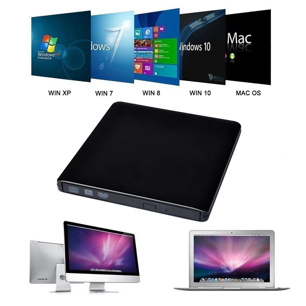 Для samsung Asus Dell hp acer Ultrabook USB 3,0 внешний DVD плеер 8X DVD-ROM Combo Reader 24X CD-R горелки тонкий оптический привод