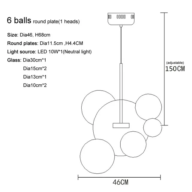 Современный подвесной светильник, светодиодный стеклянный светильник, подвесной светильник для кухни, подвесной светильник, промышленный светильник - Цвет корпуса: 6 balls
