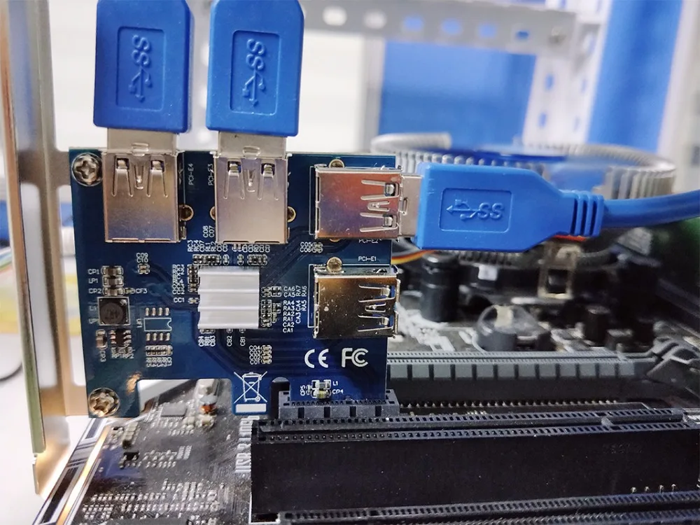 Горячие PCIe pci e PCI Express Riser Card 1x до 16x1 4 USB 3.0 слот множитель концентратор адаптер для