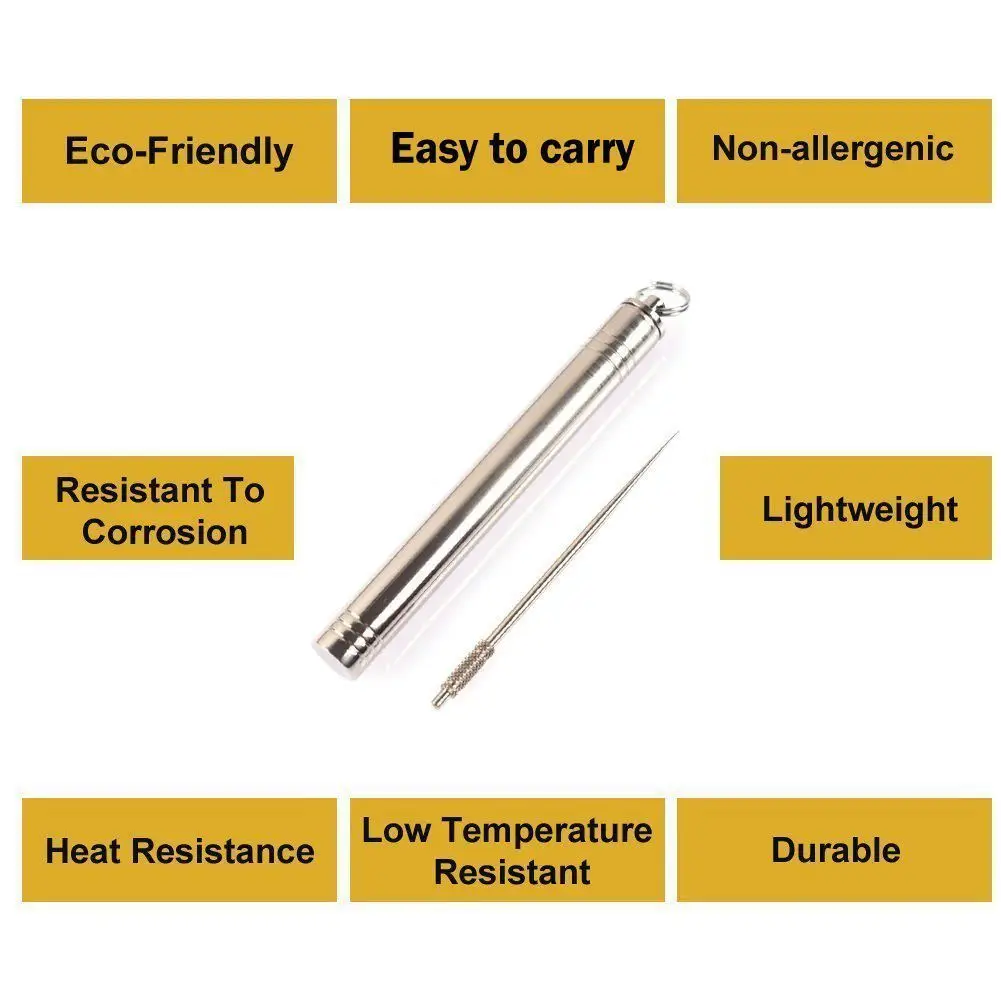 Уличный переносной титановый сплав для хранения зубочисток+ многоразовая [Нетоксичная] зубочистка из титанового сплава
