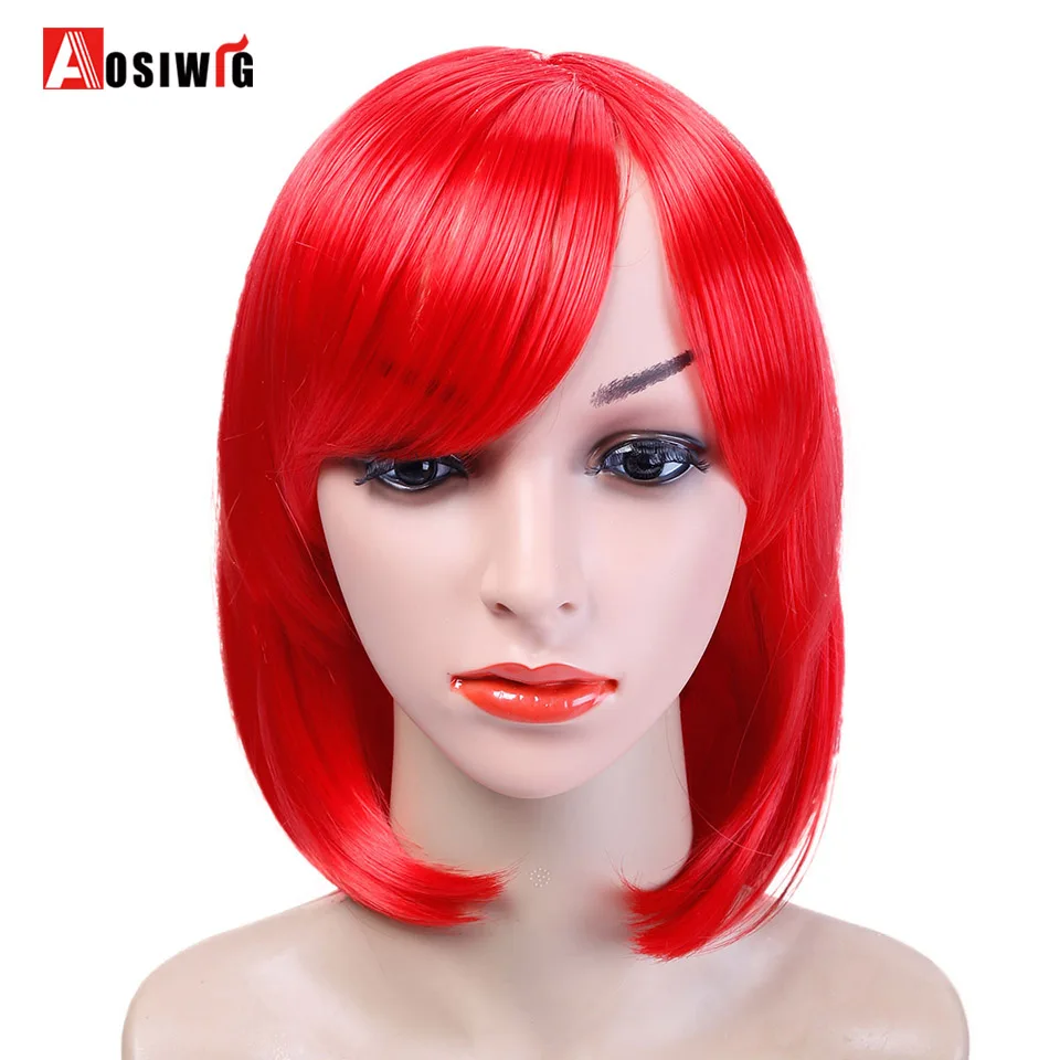 AOSIWIG Bob Style Short Straight Wig High Temperature Fiber Synthetic