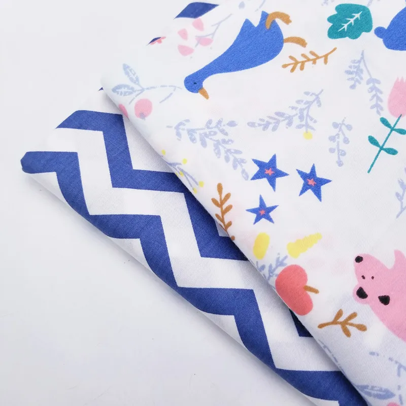 

100% Cotton Twill Fabric Cute Animal/Stripe Printing Patchwork Sewing Quilting Cloth Crafts Home Textile Baby Bedding Blanket