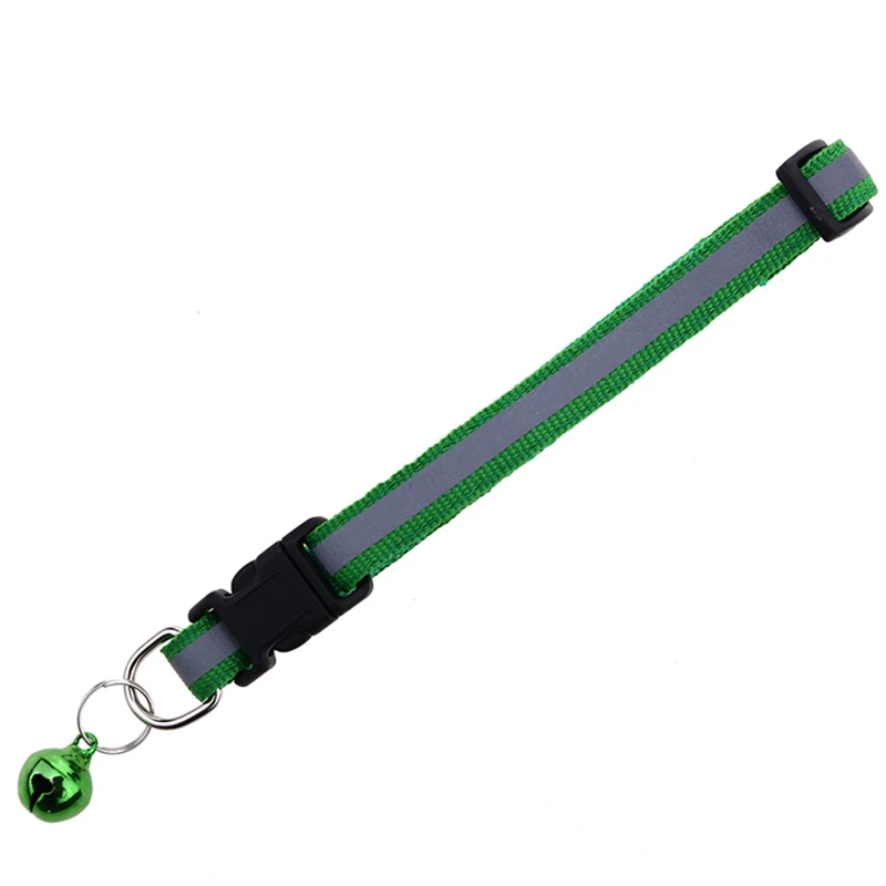 

Hot Cute Dog Pet Glossy Reflective Collar Safety Buckle Bell Strap 12 Colors Adjustable Strap