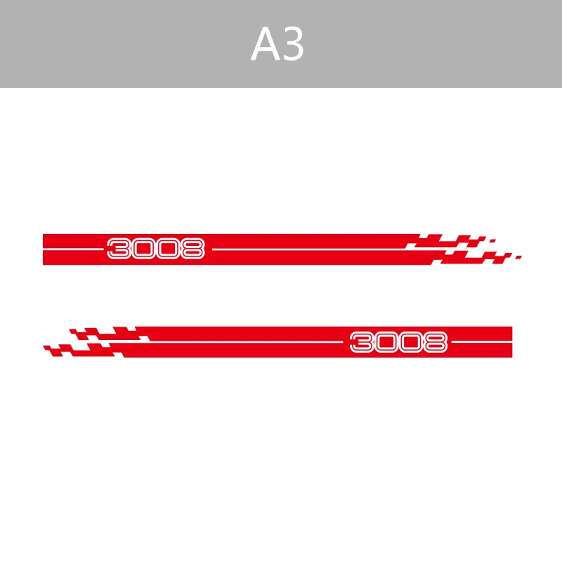 2 стороны 3008 Винил Автомобиль Ван Стайлинг боковые полосы стикер Авто Переводные картинки тело графика для peugeot 3008 - Название цвета: Red
