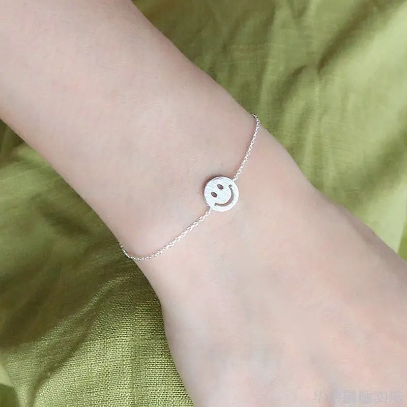 

925 Sterling Silver Smile Bracelet Pure Handwork Positive Energy Fashion