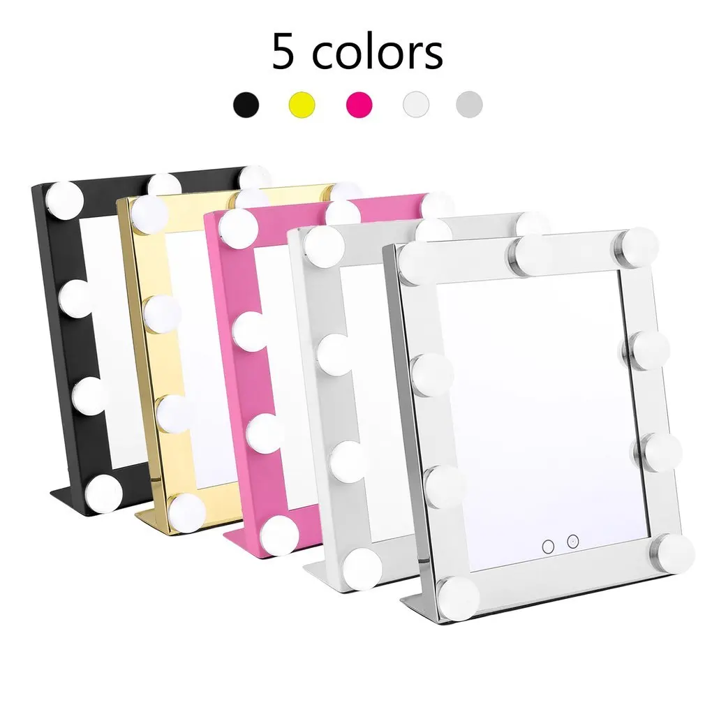 Туалетные таблички освещенное зеркало для макияжа с 9 светодиодный лампочками затемнения зеркало для красоты Портативный Сенсорный экран зеркальные принадлежности