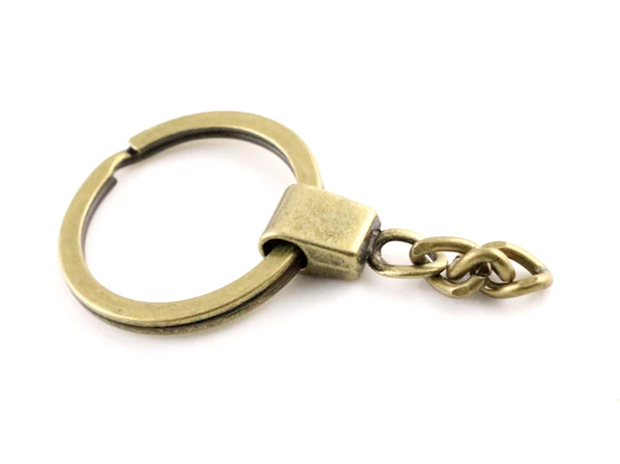 10 шт./лот кольцо для ключей(Размер кольца: 30 мм) брелок родиевое и бронзовое покрытие 50 мм Длинный круглый раздельный брелок для ключей