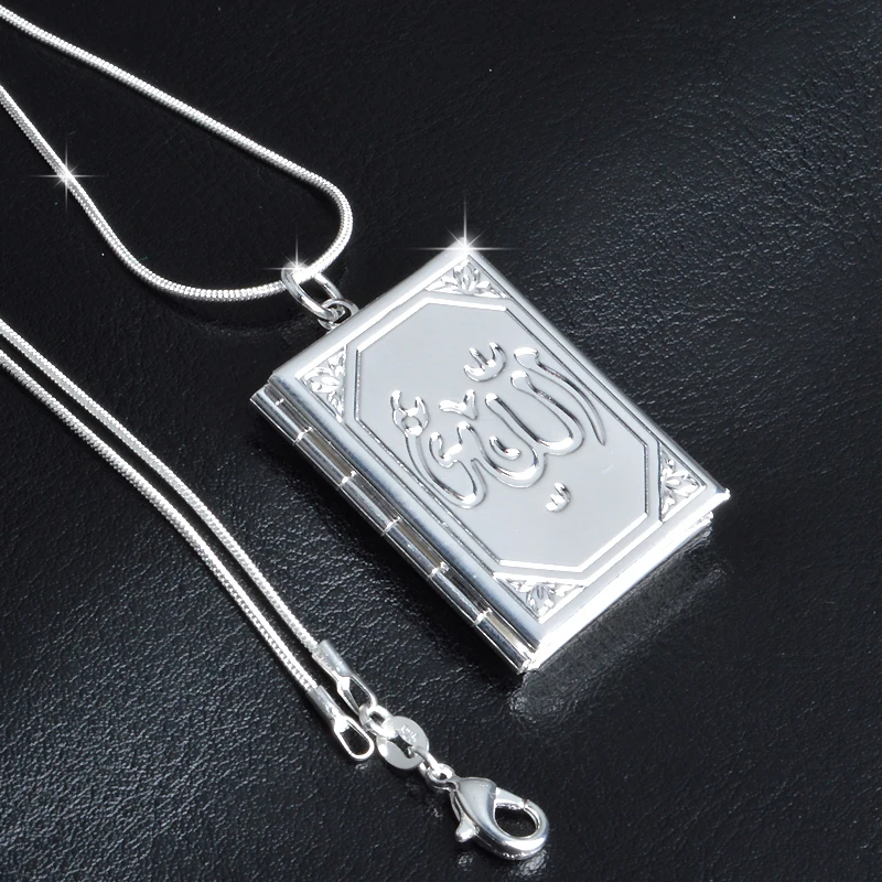 

JEXXI 925 Sterling Silver Collar Carve Flower Totem Square Locket Pendant Necklace Can Open Put Photo Personality Necklaces