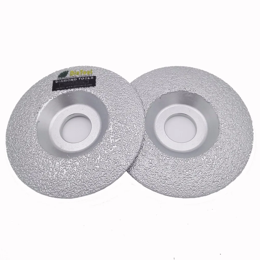DIATOOL 2PCS 4" Vacuum Brazed diamond cup wheel for multi-purpose, convex grinding wheel for all stone and construction material