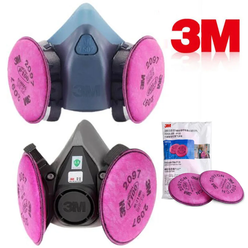 Kopen 3 M 6200 7502 Respirator Gasmasker Met 3 M 2097 Gas Masker Filter Chemische Industrie Beschermen Werk Veiligheid Dust proof Masker