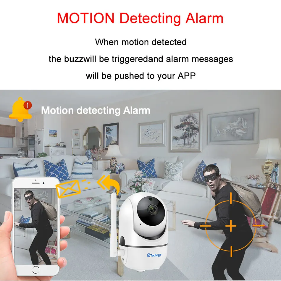  Techage 1080P P2P Cloud Wireless IP Camera Auto Motion Tracking Video Security Surveillance CCTV Mi - 32979915190