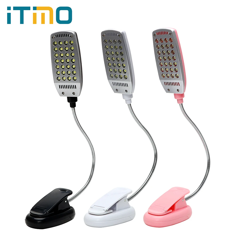 

ITimo USB Desk Light Adjustable Battery Clip-on Portable Indoor Lighting Flexible 28 LEDs Book Lights Night Reading Lamp