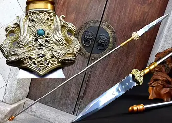 

Long Steel Handle Chinese KungFu Spear Sharpened High Manganese Steel Blade Spearhead