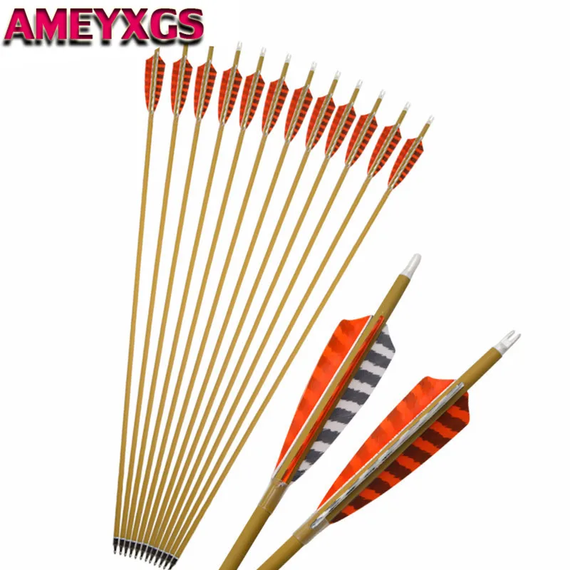 

6/12Pcs 30" Spine 500 Archery Pure Carbon Arrows 4" Turkey Feather Arrow Carbon Broadheads For Bow Hunting Shooting Accessories