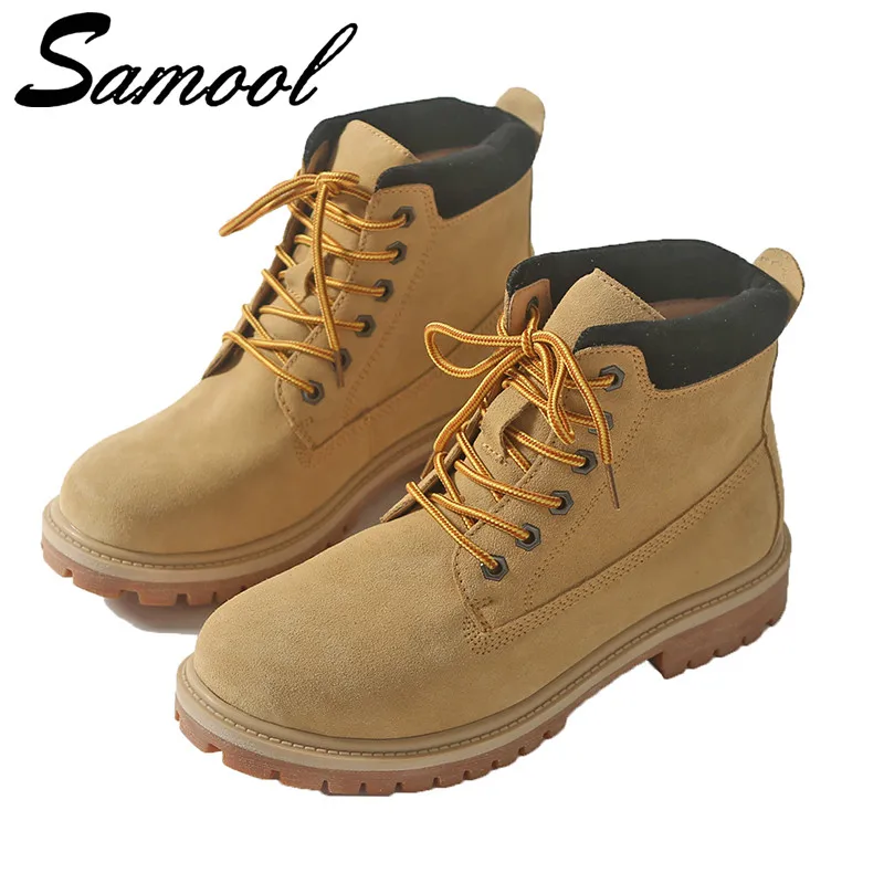 

Men Fashion Boots 36-43 Durable Rubber Man Nubuck Leather Unisex Yellow Boots Men Casual Boots Working Martin Ankle Boots Aux3