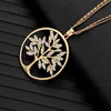 Tree of Life Pendant Women's Necklace European Crystal Leaf in Large Round Gold Silver Color Fashion Jewelry Accessories 2022 ► Photo 1/6