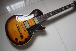 Бесплатная доставка Новый пользовательский Vintage Sunburst Гитары Золотой аппаратных коричневый mohogany тело одна часть шеи клен хамбакер Пикап